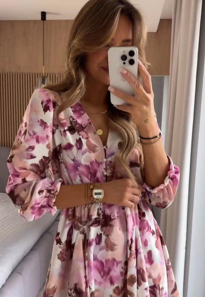 Robe Femme - Taille Ajustée - Motif Floral - Silhouette Aérienne