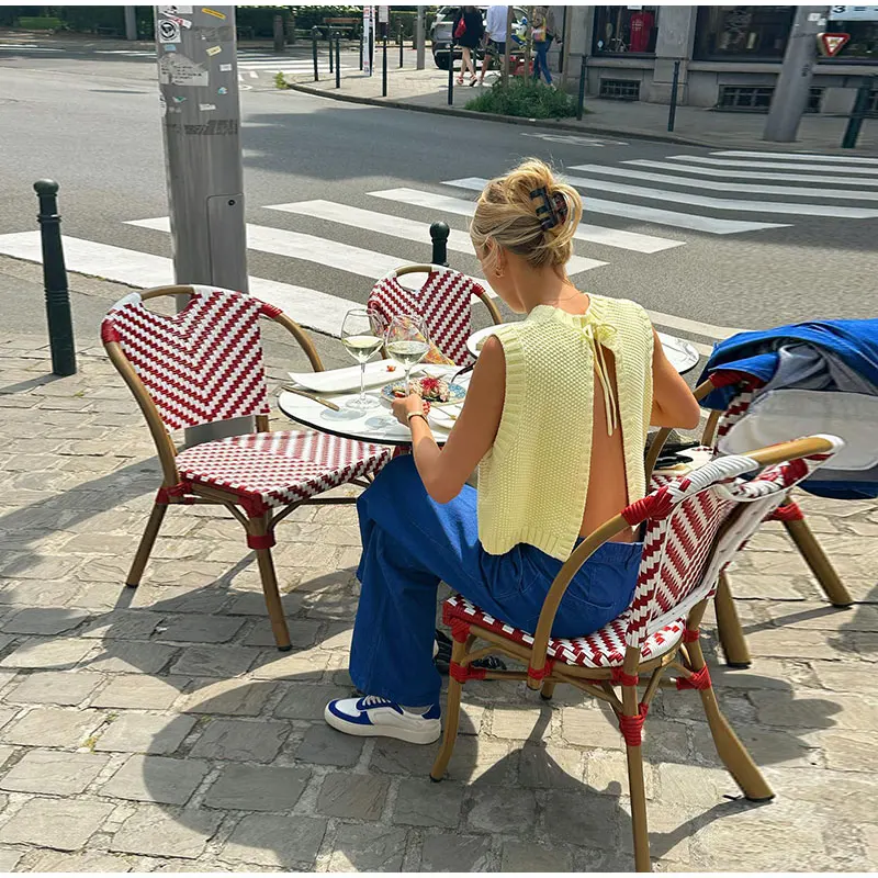 Top Tricoté Femme – Sans Manches – Dos Ouvert – Fermeture Nœud – Coupe Confortable