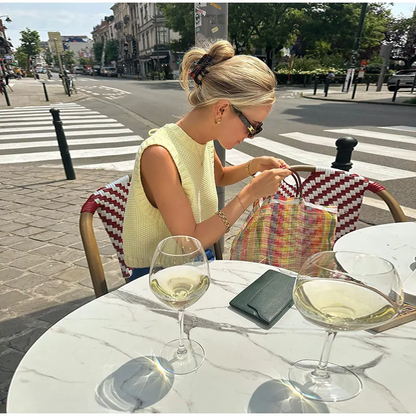 Top Tricoté Femme – Sans Manches – Dos Ouvert – Fermeture Nœud – Coupe Confortable