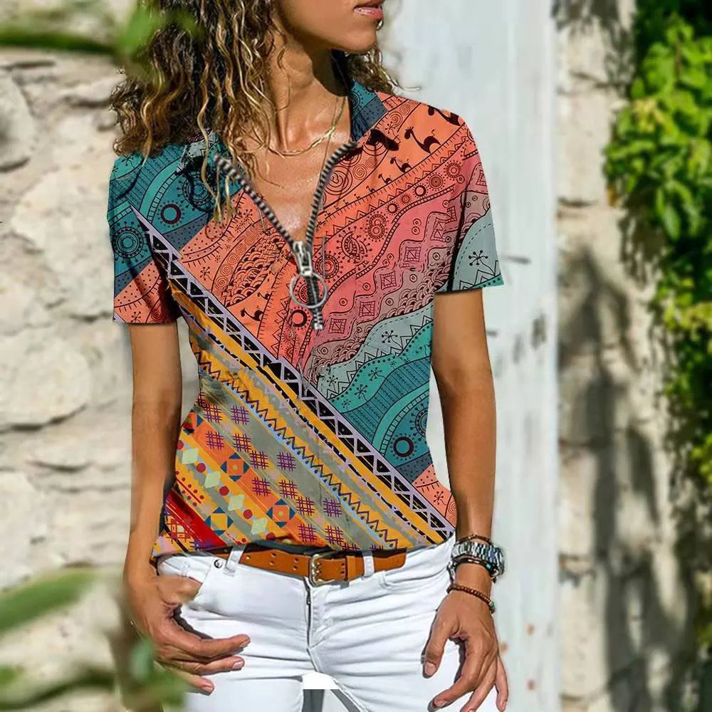 MAYA | T-shirt zippé élégant pour un style casual - Luviera Fashion