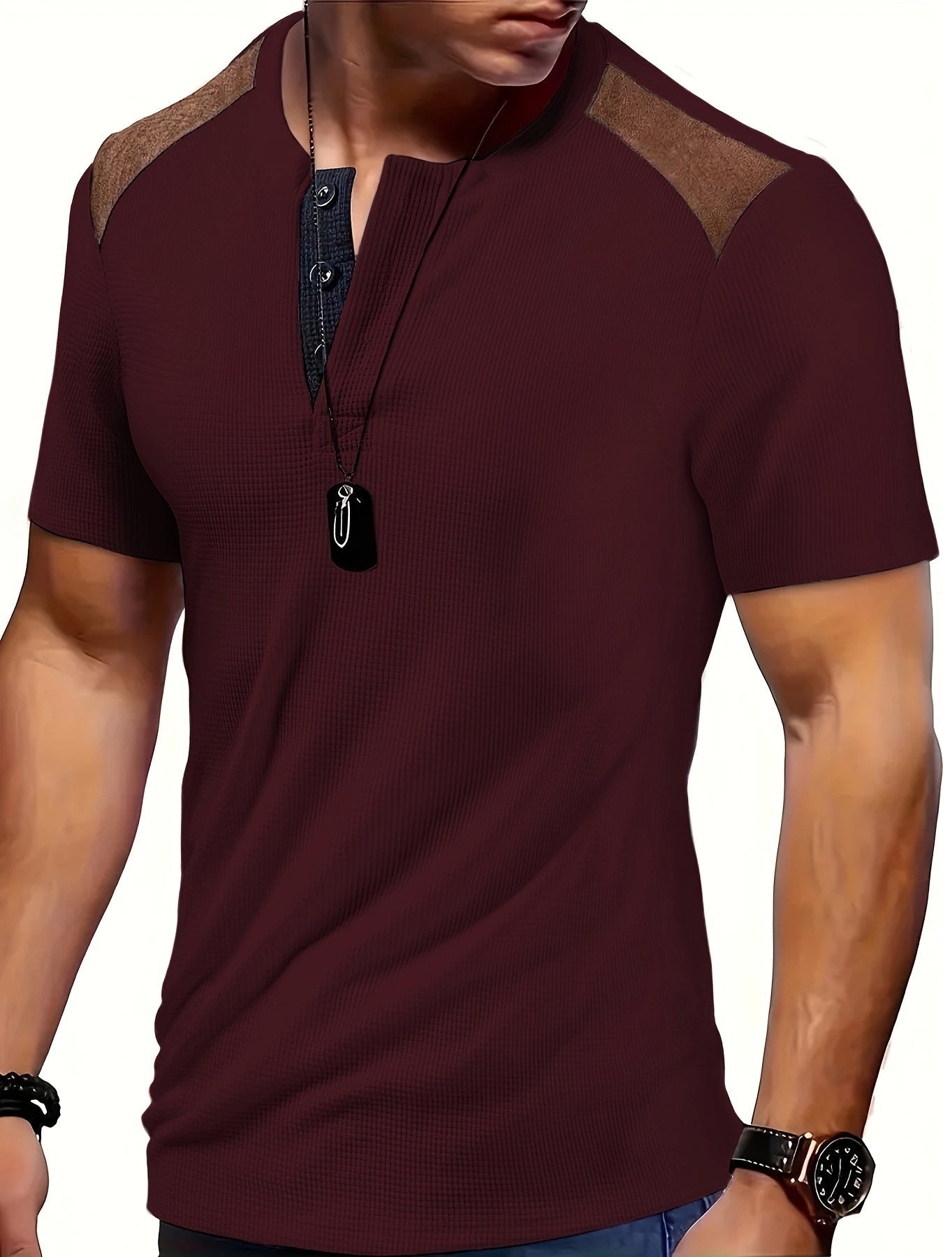 River | Chemise Henley Homme en Gaufre