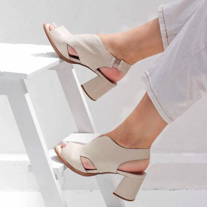 Sandales en cuir confortables pour femmes avec talon – Modèle Selina