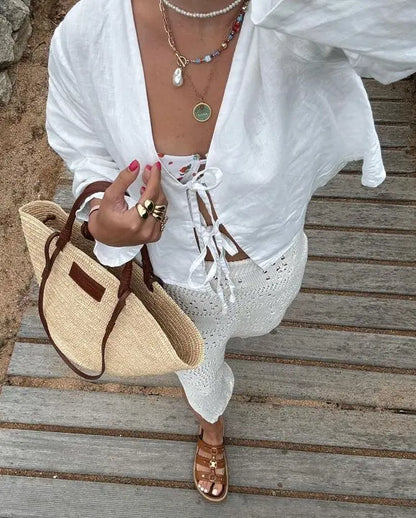 OLIVIA | Chemisier chic à manches bouffantes pour un style féminin et moderne - Luviera Fashion