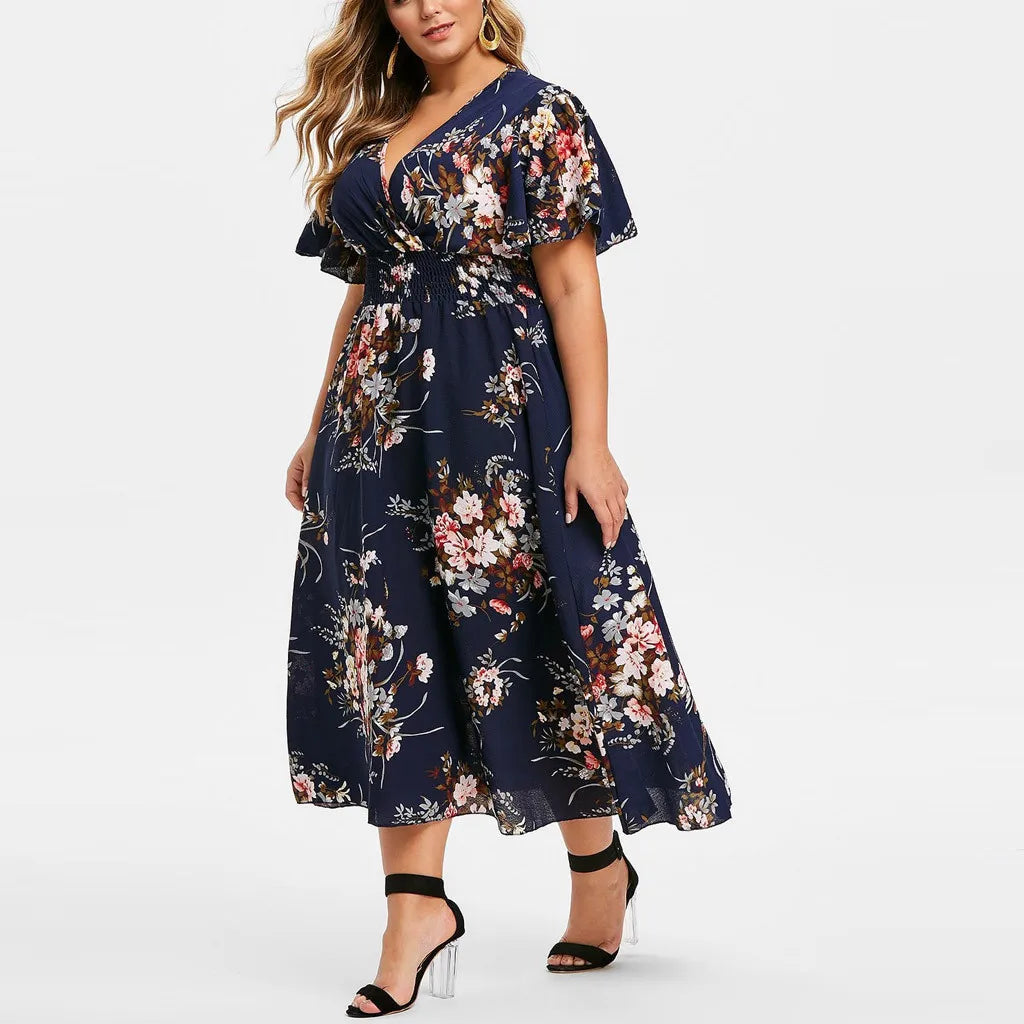 Robe grande taille en chiffon à motifs floraux