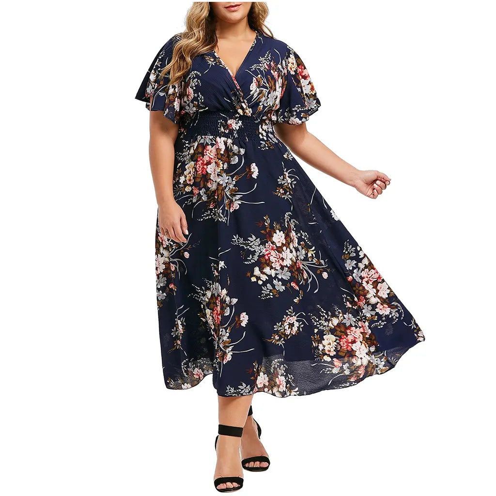 Robe grande taille en chiffon à motifs floraux