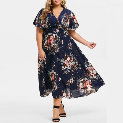 Robe grande taille en chiffon à motifs floraux