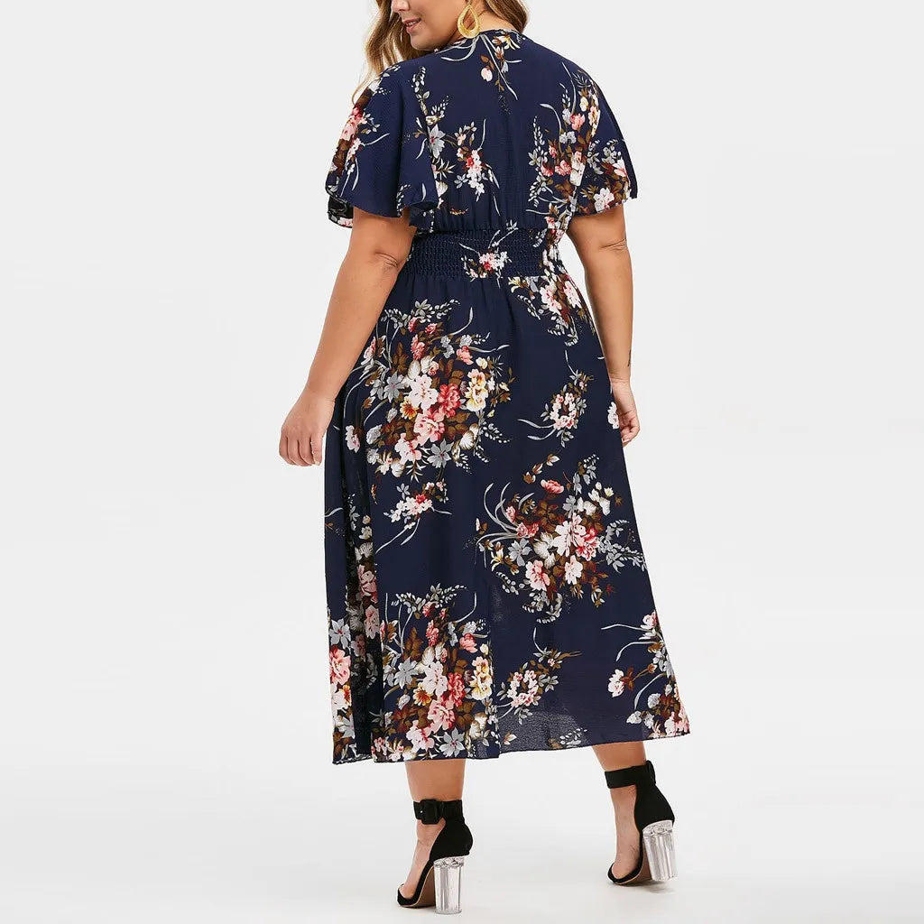 Robe grande taille en chiffon à motifs floraux