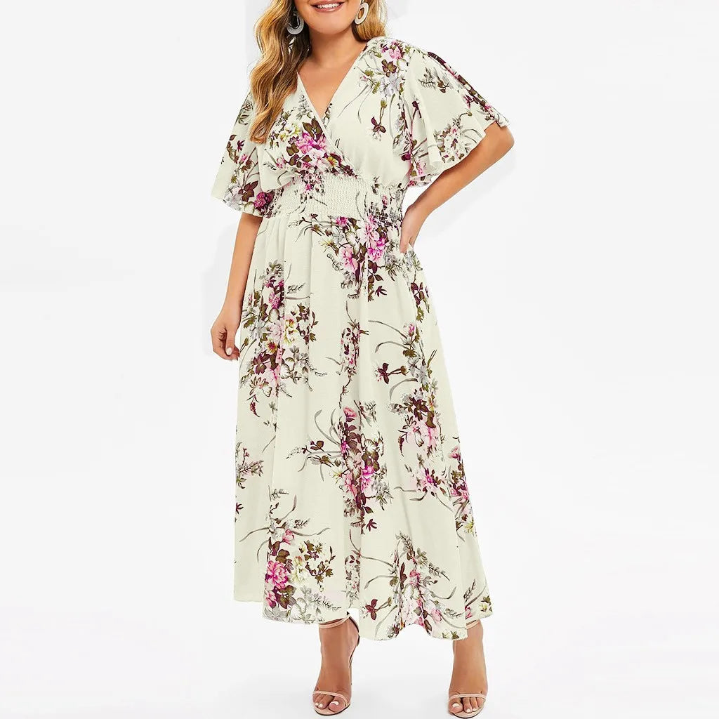 Robe grande taille en chiffon à motifs floraux