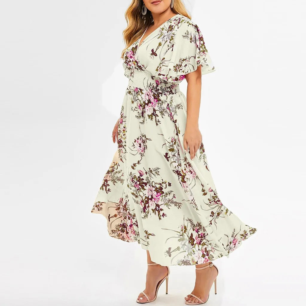 Robe grande taille en chiffon à motifs floraux
