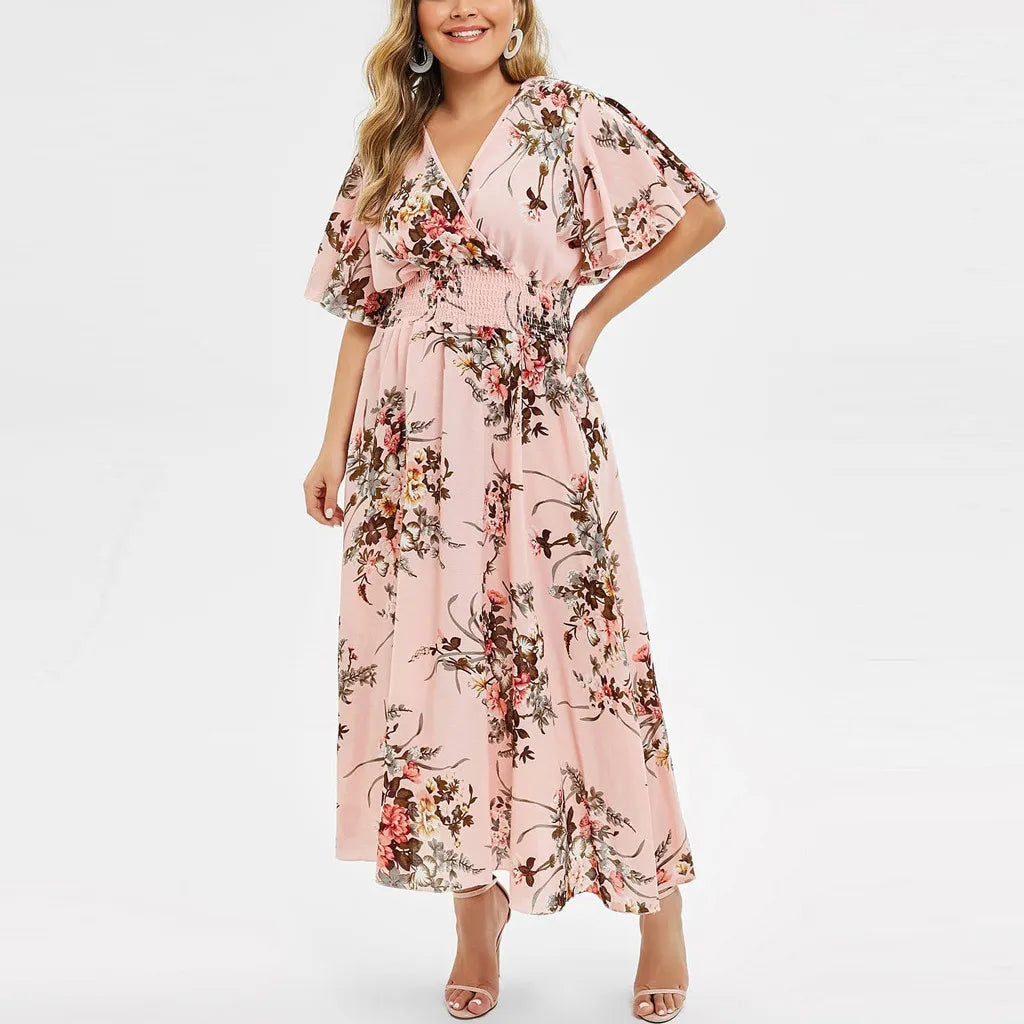 Robe grande taille en chiffon à motifs floraux