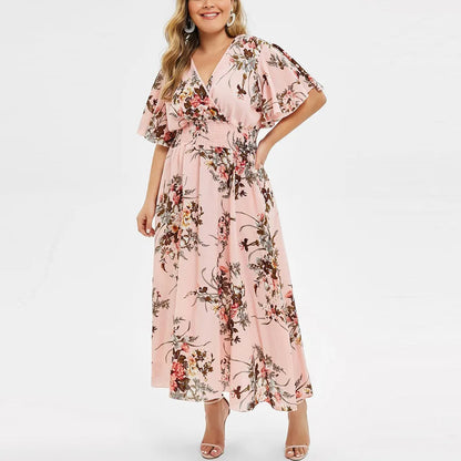 Robe grande taille en chiffon à motifs floraux
