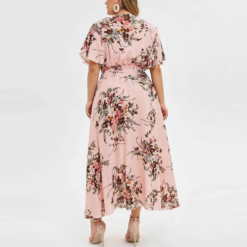 Robe grande taille en chiffon à motifs floraux