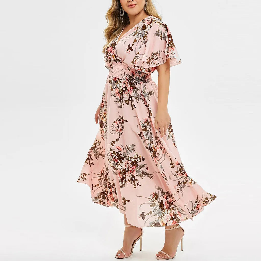 Robe grande taille en chiffon à motifs floraux
