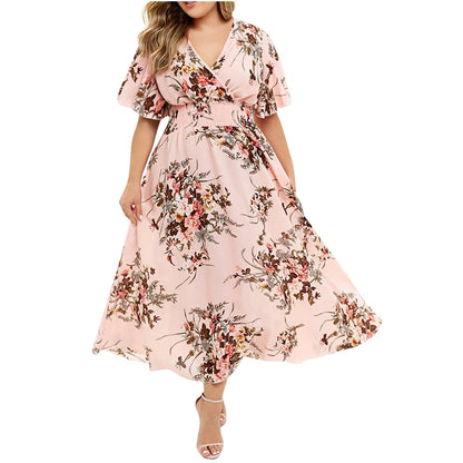 Robe grande taille en chiffon à motifs floraux