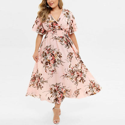 Robe grande taille en chiffon à motifs floraux