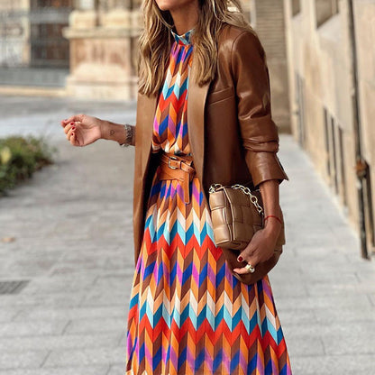 Robe midi colorée à motifs - Sophia