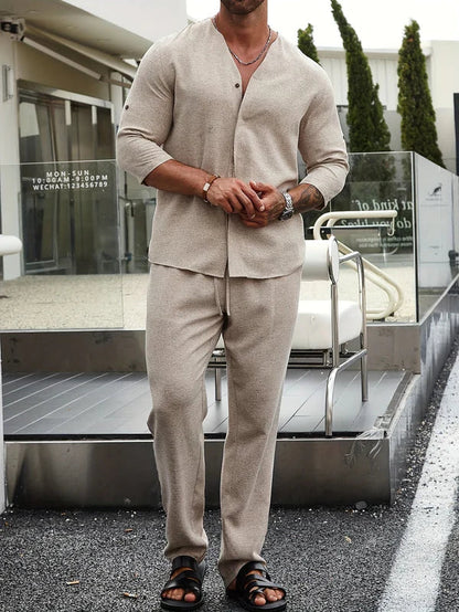Ensemble Casual en Lin Beige pour Hommes – Enzo