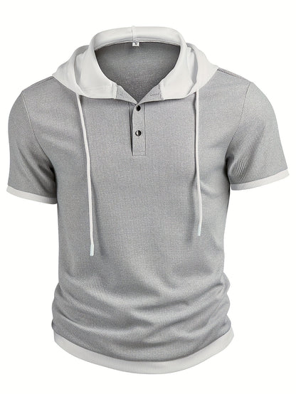 Zachary | Chemise décontractée en tricot pour homme avec capuche et boutons en métal