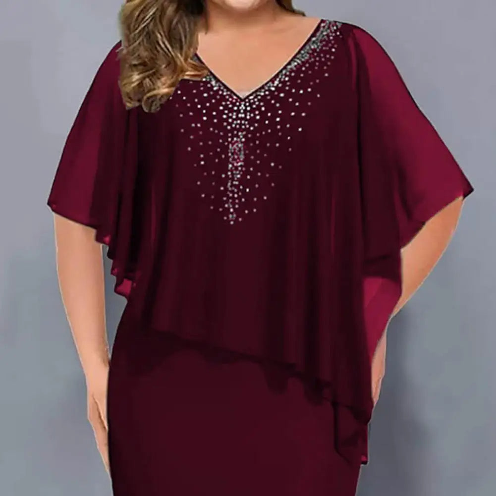 Robe de soirée estivale scintillante en grande taille