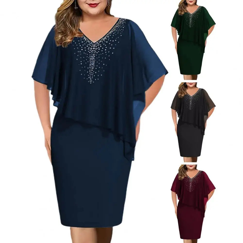 Robe de soirée estivale scintillante en grande taille