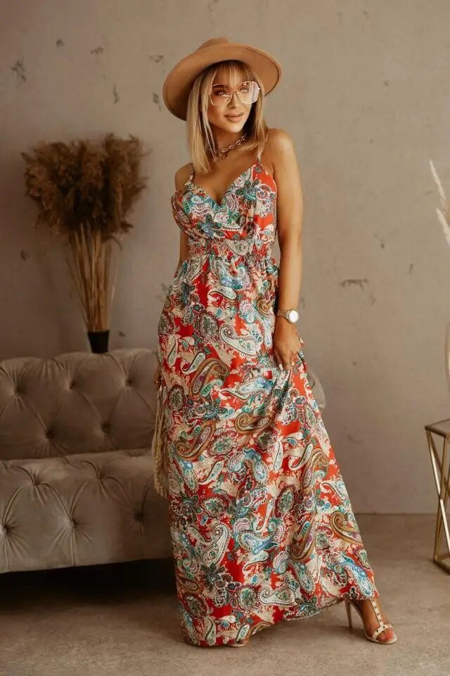 Robe maxi boho à motifs floraux pour l'été – Yara