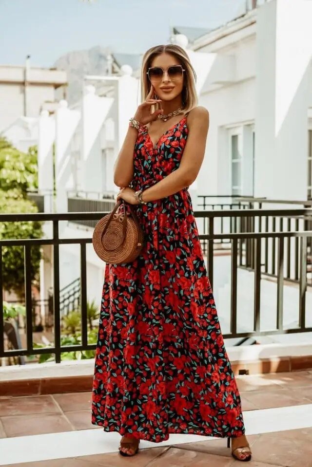 Robe maxi boho à motifs floraux pour l'été – Yara