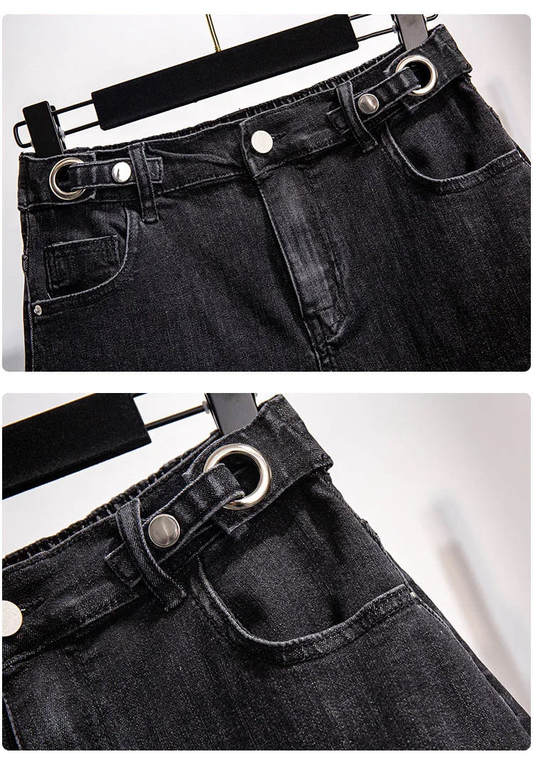 Shorts en jean taille haute décontractés, grande taille pour l'été 2025