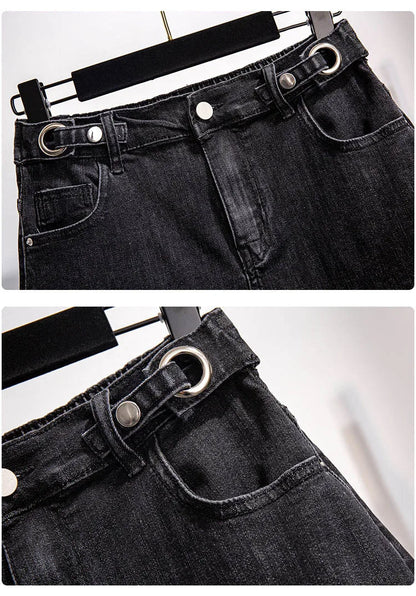 Shorts en jean taille haute décontractés, grande taille pour l'été 2025