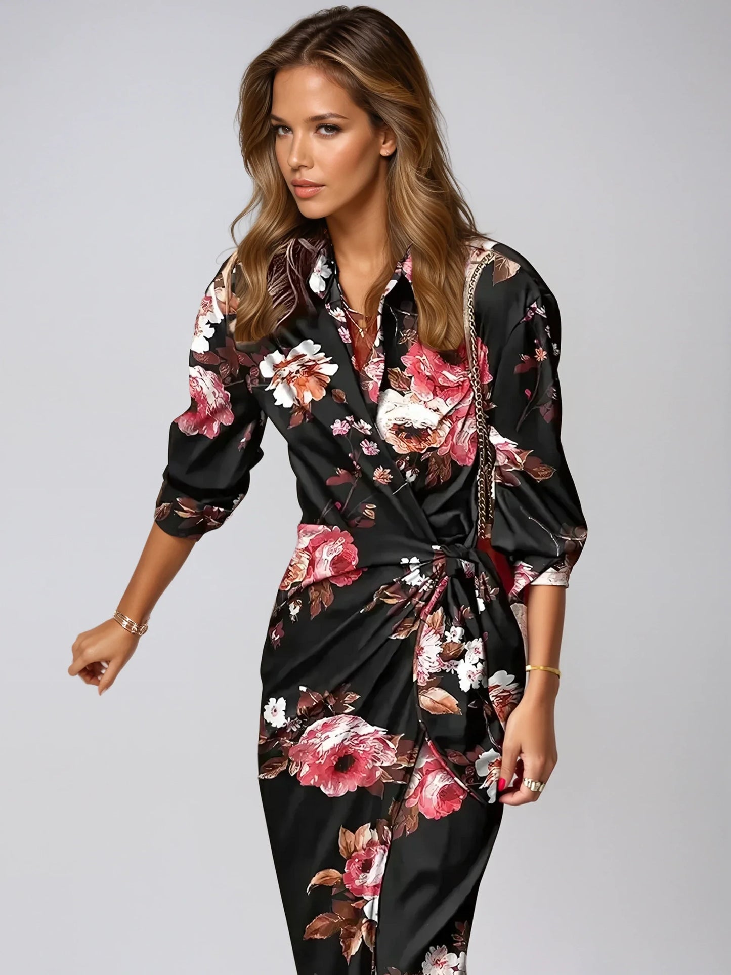 Mabel – Robe Cache-Cœur Rayée pour Femmes