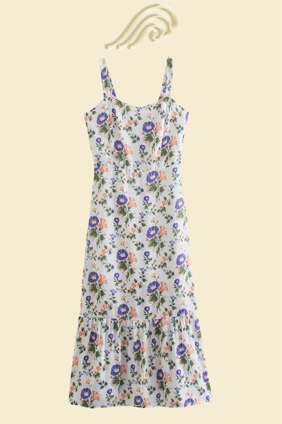 Robe Midi Évasée à Bretelles Imprimée – Norelle