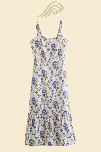 Robe Midi Évasée à Bretelles Imprimée – Norelle