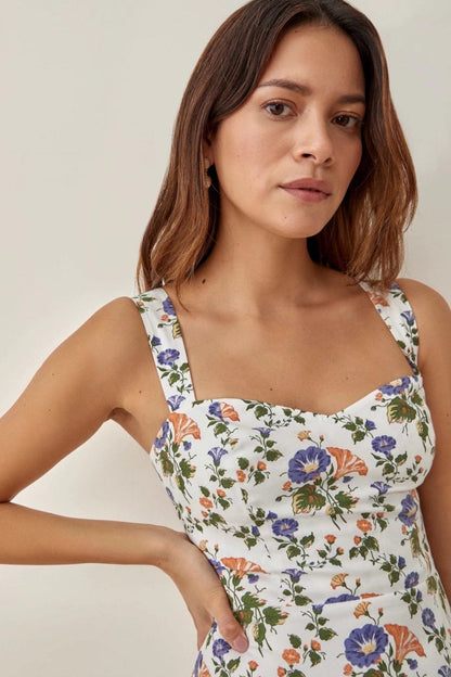 Robe Midi Évasée à Bretelles Imprimée – Norelle