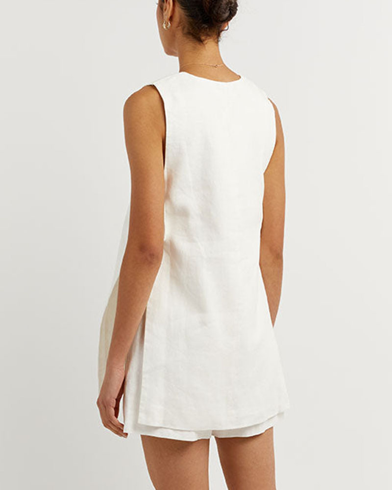 Ensemble d'été féminin avec gilet sans manches et shorts taille haute – Sylvie