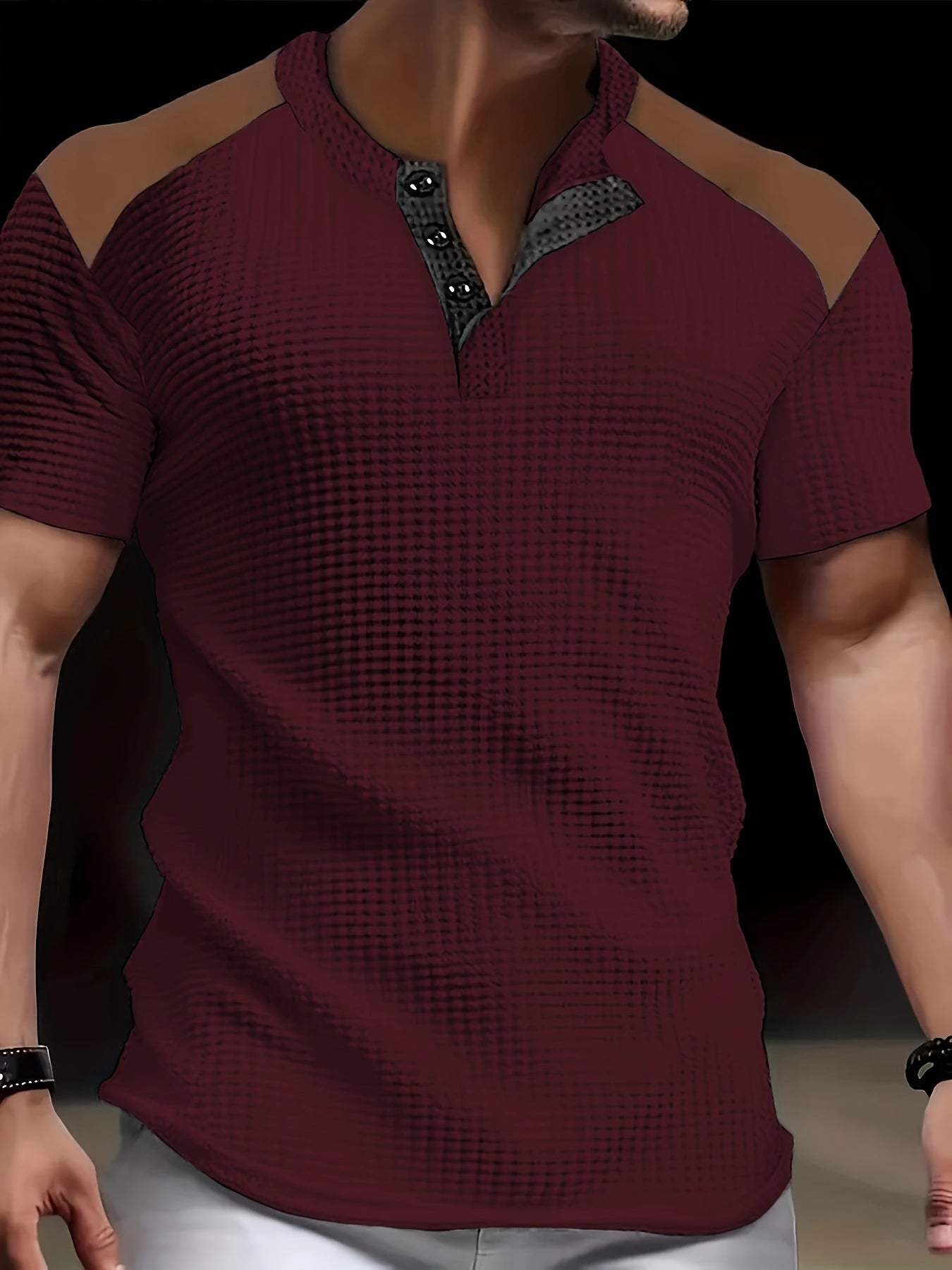 River | Chemise Henley Homme en Gaufre