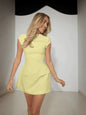 Robe Mini Femme A-ligne Cintrée à Col Rond et Manches Courtes