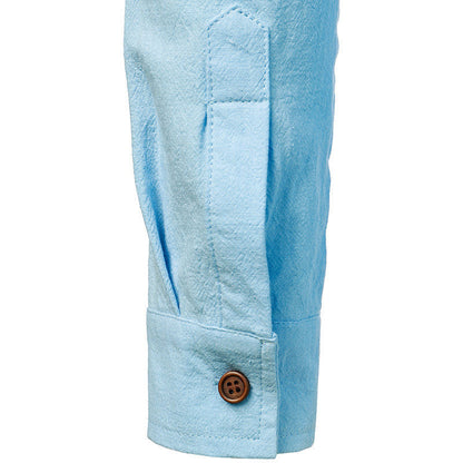 Chemise Vintage en Lin pour Homme à Manches Longues