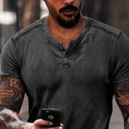 Alfie | T-shirt Henley Casual à Col Court