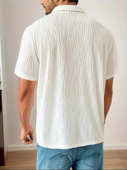 Chemise de golf Elias - Blanc, Décontractée, à Rayures, Printemps 2025