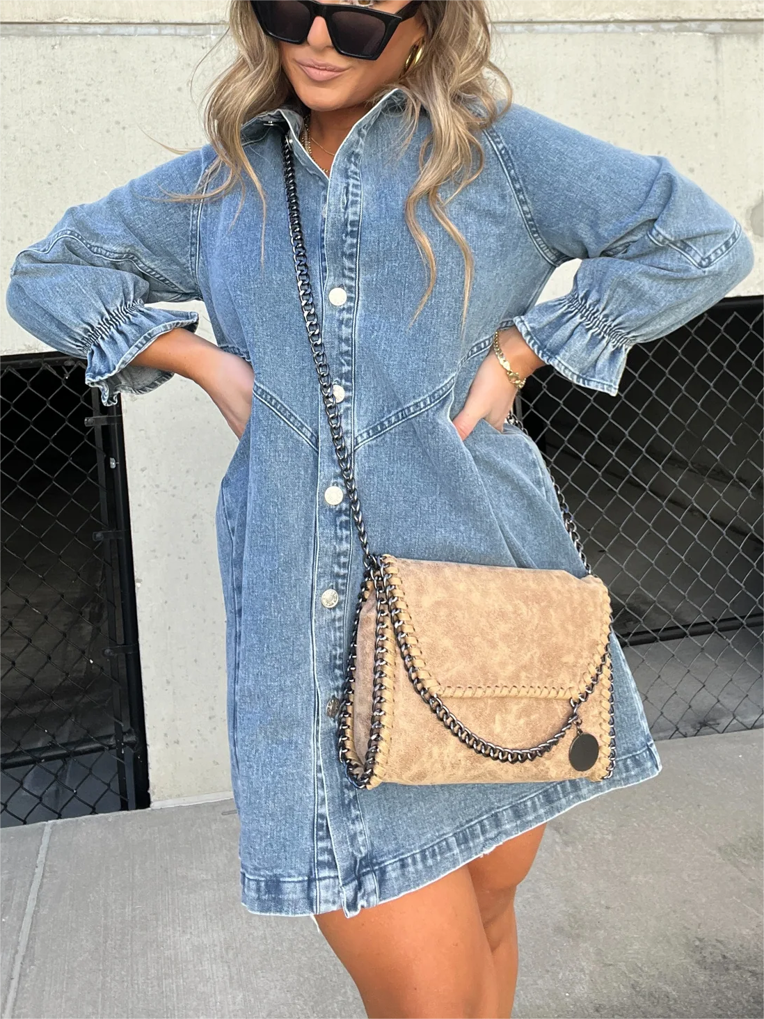 EVY - Robe en jean à manches