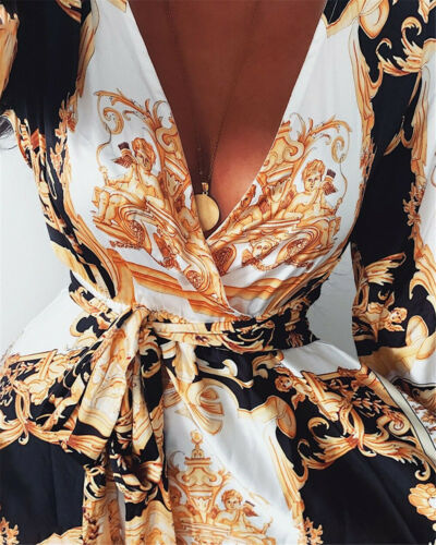Robe portefeuille boho été 2025 | Robe femme avec fente et motif floral