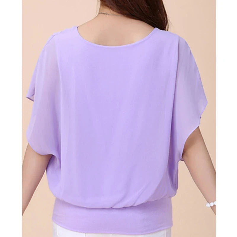 Blouse en Chiffon Femme à Manches Volantes – Modèle Ariana