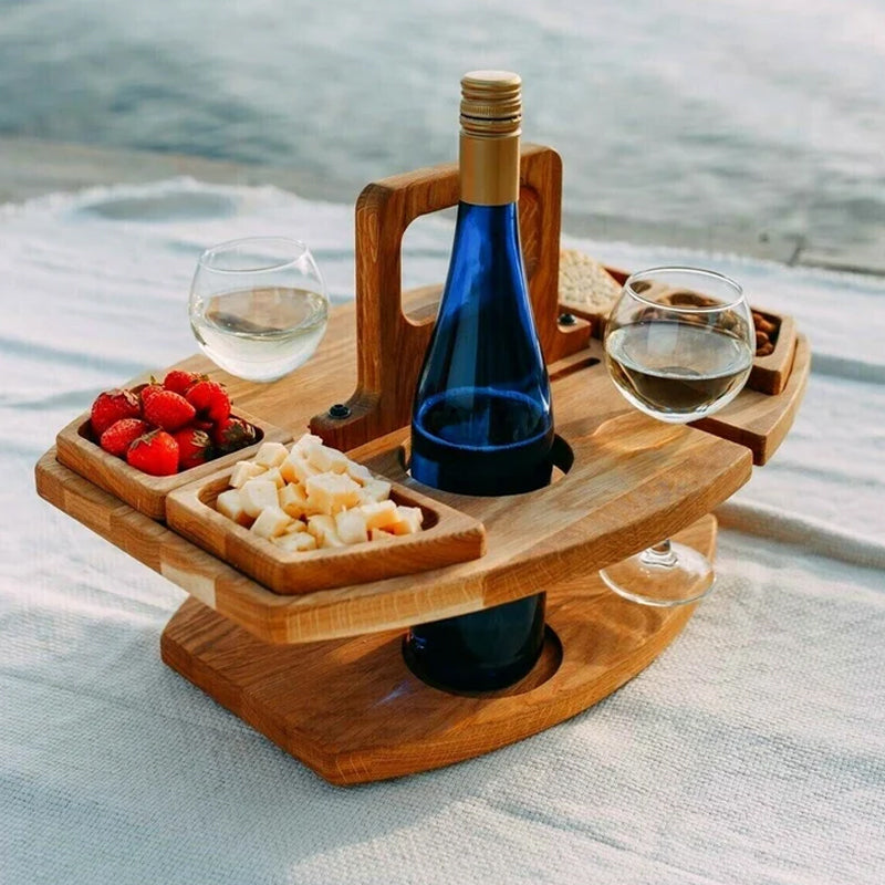 Élégant plateau en bois pour vin - Idéal pour toutes les occasions