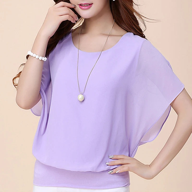 Blouse en Chiffon Femme à Manches Volantes – Modèle Ariana